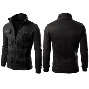 Black Mexican Fleece Jacket for Men with Front Pocket 